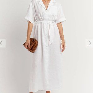 HOULT WHITE LINEN SHIRT DRESS